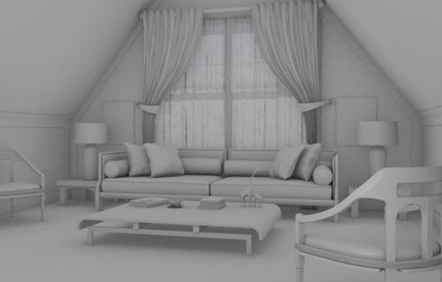 Modelling an Interior Scene with Blender: Modeling Result