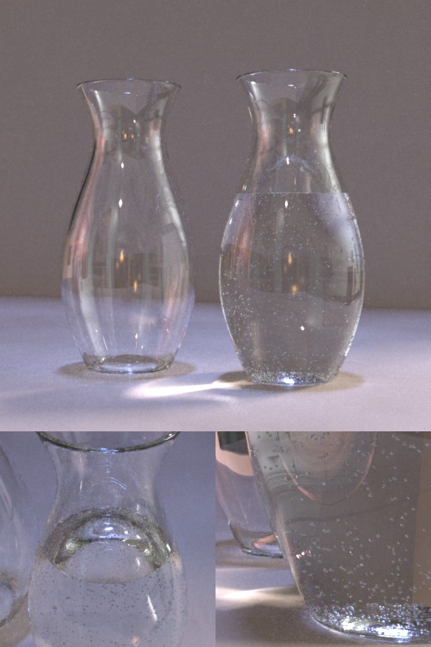 Realistic vase with water and bubbles