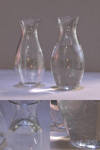 Realistic vase with water and bubbles