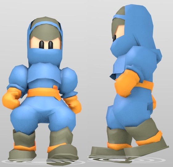FFT Ninja Low Poly Character + Simple rig