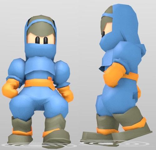 FFT Ninja Low Poly Character + Simple rig