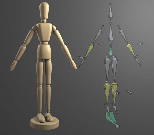 Rigged Wooden Mannequin