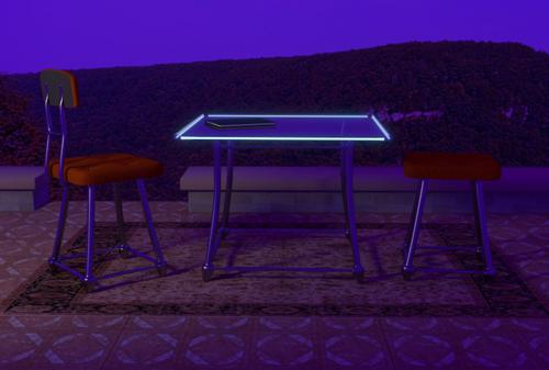 Table and Chair - Outdoor Patio, night