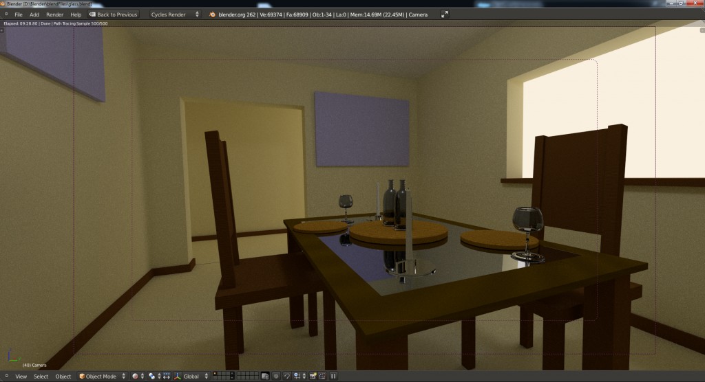 Table and Chairs in a Room cycles Engine
