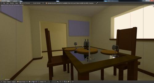 Table and Chairs in a Room cycles Engine