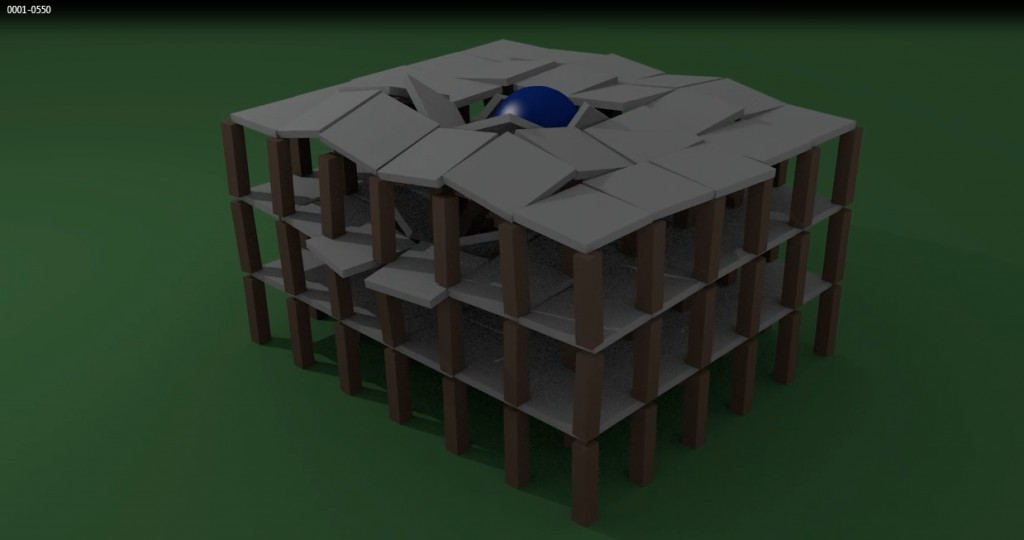 Simulation of the destruction of a building