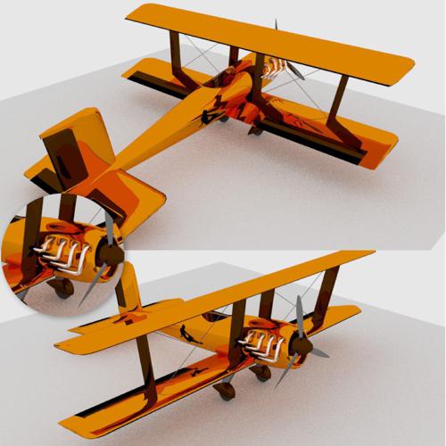metallic Biplane with multiple exaust