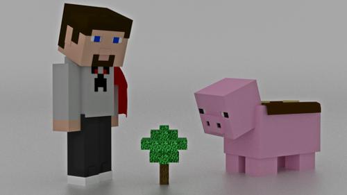 Steve From Minecraft  includes Piggy