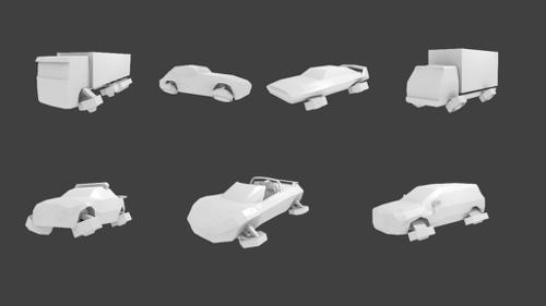 low-poly hover vehicles