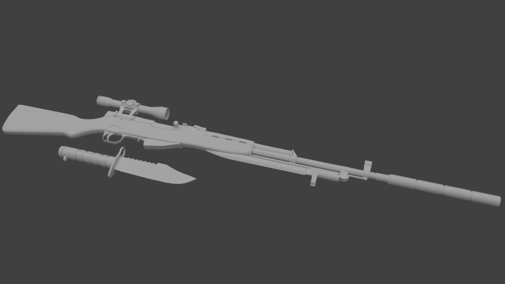 SKS  with silencer and scope  + Knife