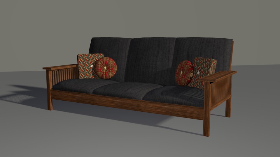 Couch with wood frame