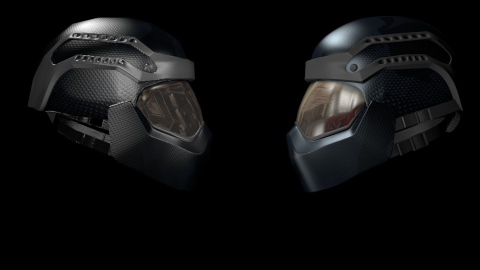 futuristic war helmet