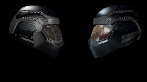 futuristic war helmet