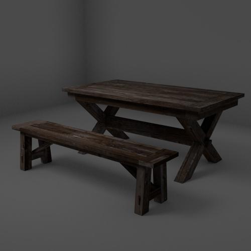 Rustic Table and Bench tscn