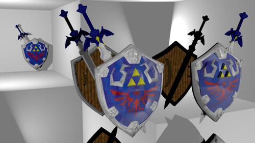 The Master Sword and Hylian Shield from LOZSS