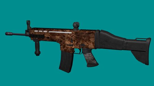 Low Poly Assault Rifle w/Textures &amp; materials
