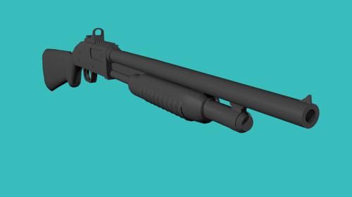 Low Poly Shotgun untextured