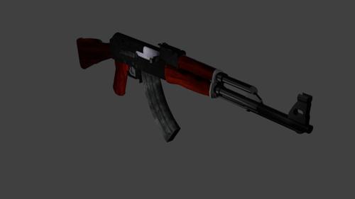 Textured Low Poly AK 47