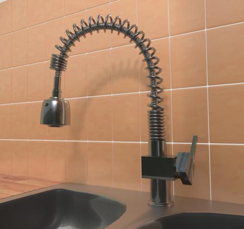 Sink mixer tap in kitchen.