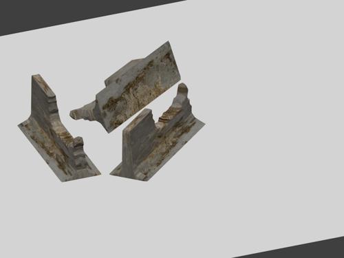 Damaged concrete barrier  Poly count in desc