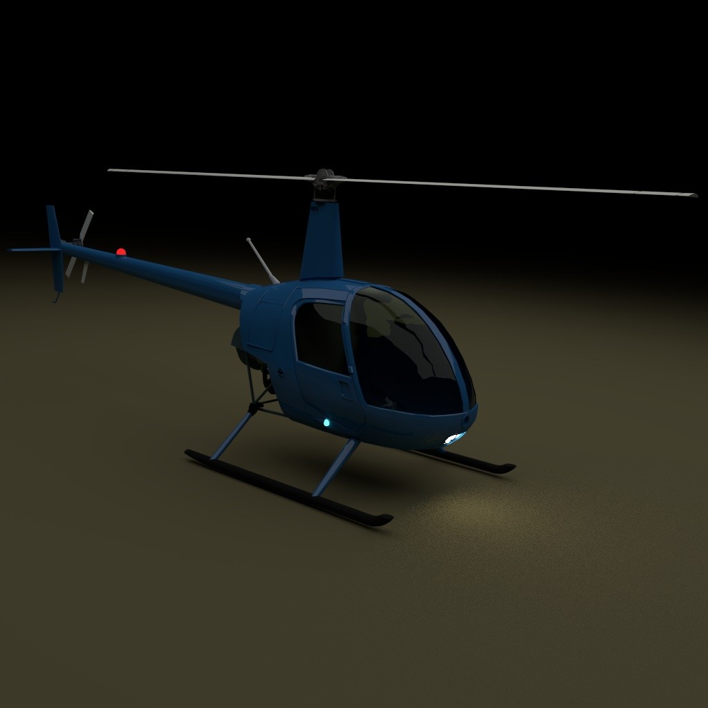 Robinson R22 Helicopter with Cycles Materials