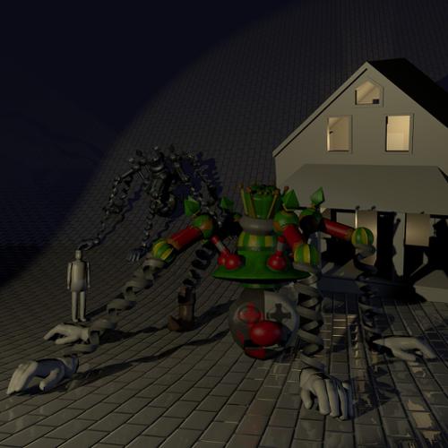 Clown Robot Rigged Textured