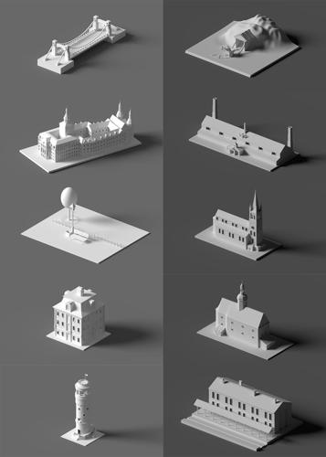 Low poly buildings collection