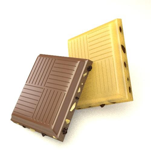 Chocolate and white chocolate pieces.