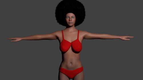 Afro Hairstyled Female in Red Bikini
