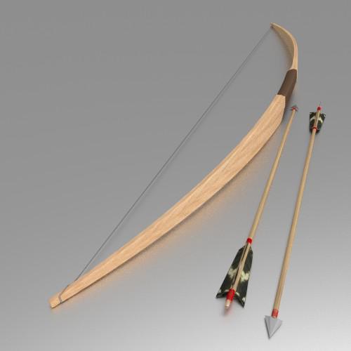 Pyramid bow and natural fletch arrows