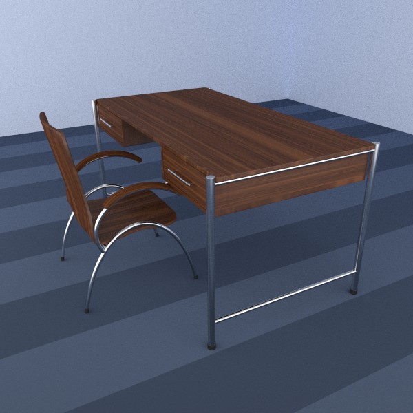 chrome & wood desk & chair