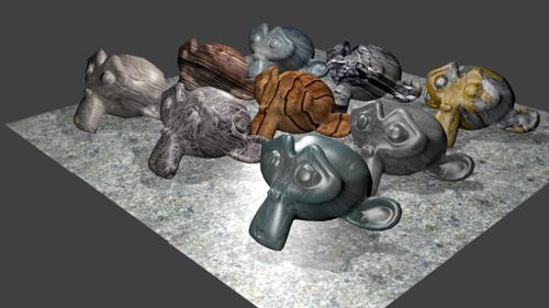 Monkeys with different textures and material