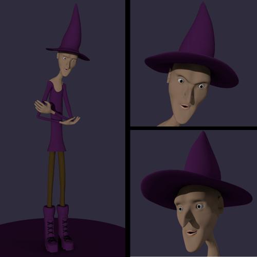 Cartoonish Witch Character with Rig