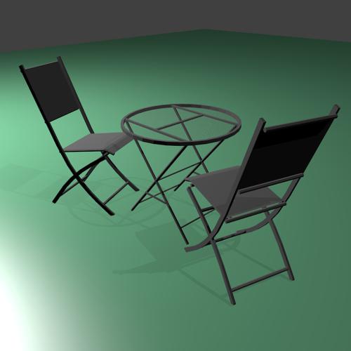 Patio table, 2 chairs