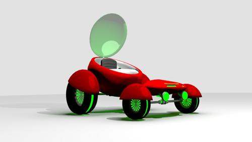 Retro-futuristic car V.1 (Rigged)