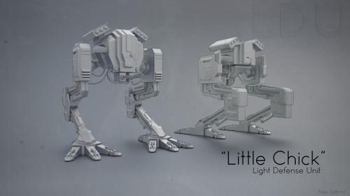 Little Chick Mech - High Poly
