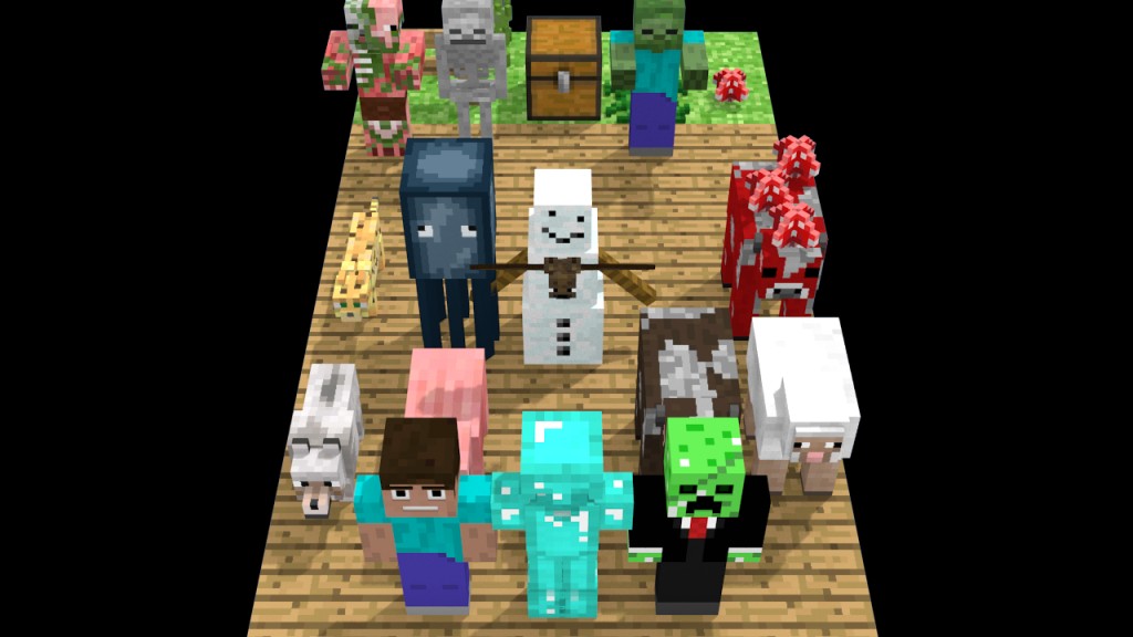 Minecraft Blender Rig! Fully IK Rigged - All Peacefull mobs, Many hostile mobs, Blocks - The Micahel