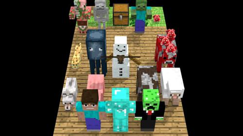 Minecraft Blender Rig! Fully IK Rigged - All Peacefull mobs, Many hostile mobs, Blocks - The Micahel