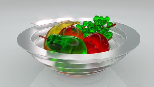 Glass fruits in a bowl